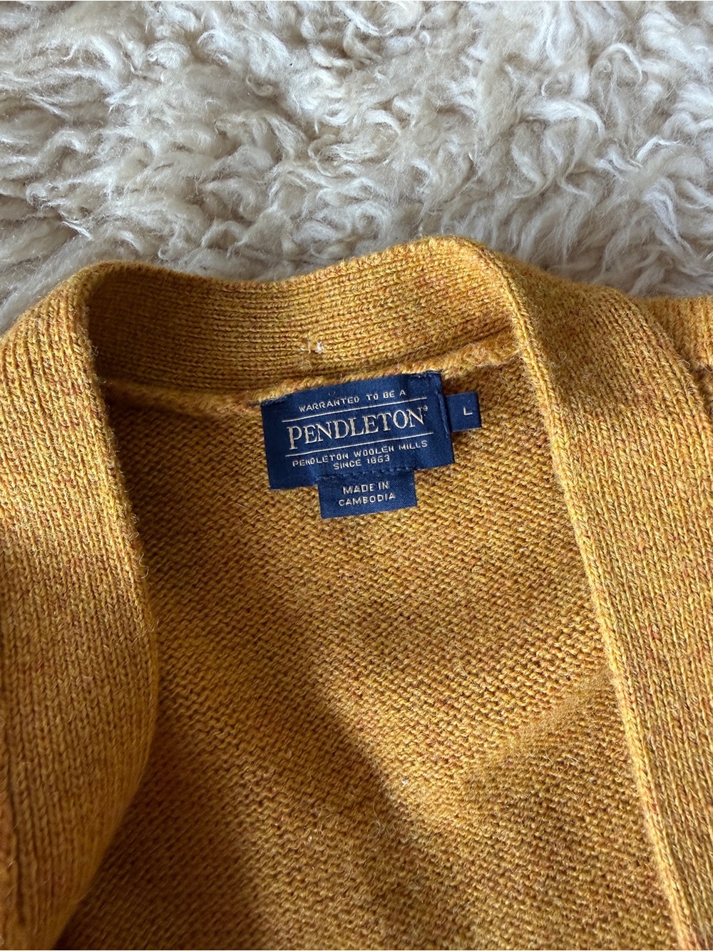 Pendleton Mustard Shetland Wool Cardigan Sweater - Picture 2 of 11